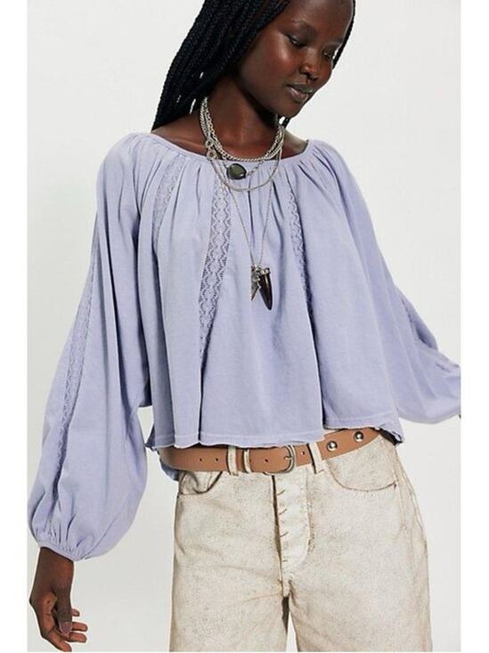 Free People Tops - Free People Marla Long Balloon Sleeve Flowy Boho Size Medium Festival Relaxed